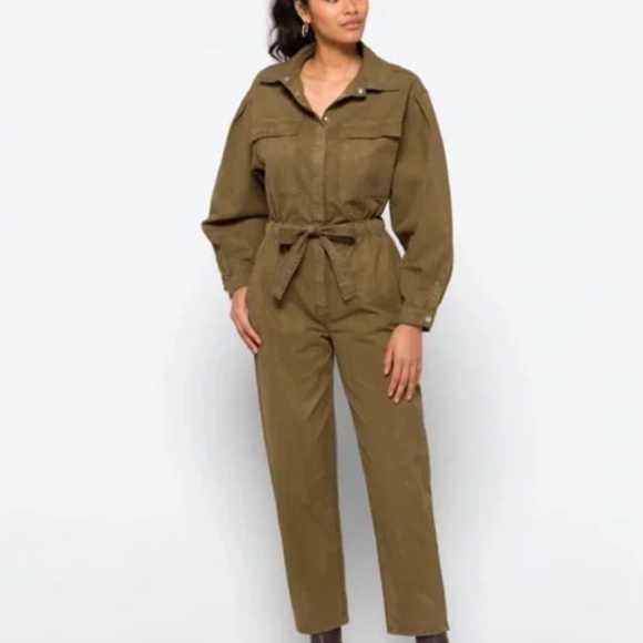Good American Kajol Good Cinched Jumpsuit in Olive, Sz. 2/12 - Picture 1 of 6